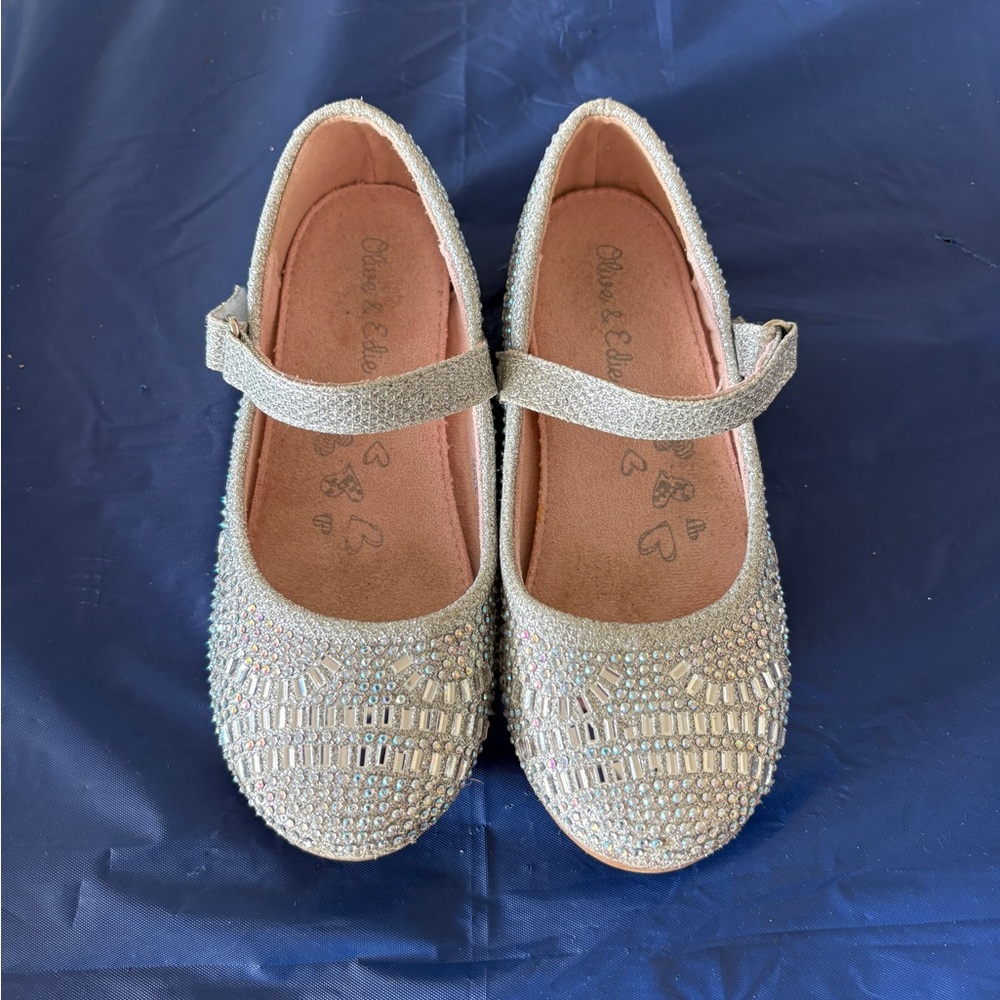 Edie + Olive Glittering Silver Kids Dress Shoes